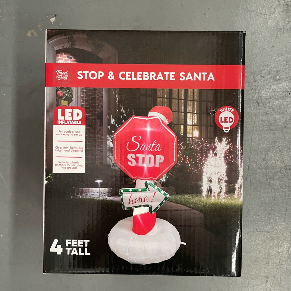 Brand New In Box Santa Stop Sign Inflatable- 4 Feet